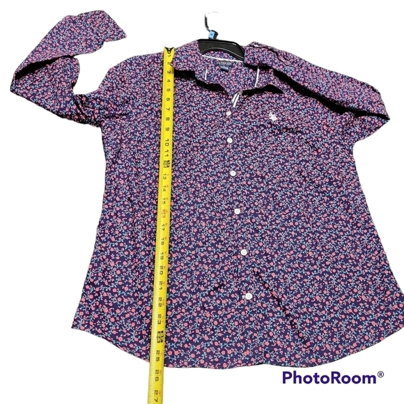 U.S. Polo Assn Navy Blue Floral Button Down Top - Picture 6 of 7
